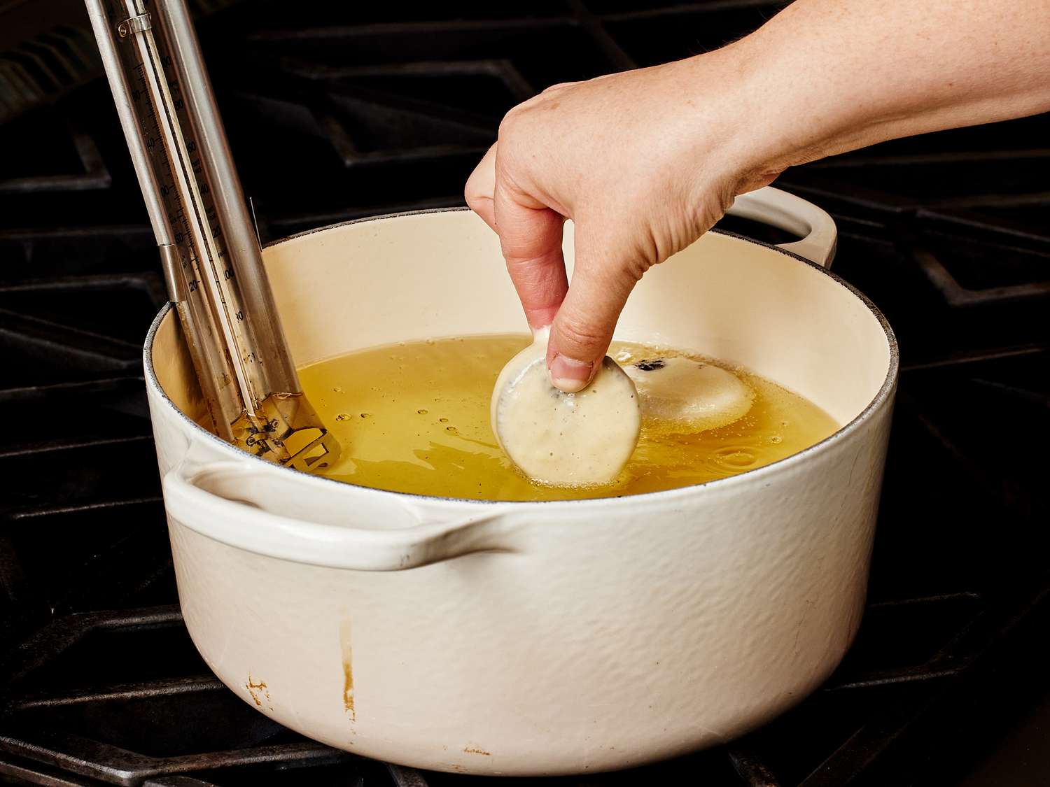 Dipping cookies in oil in dutch oven 