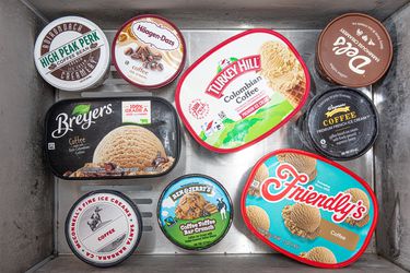 Overhead view of coffee ice cream