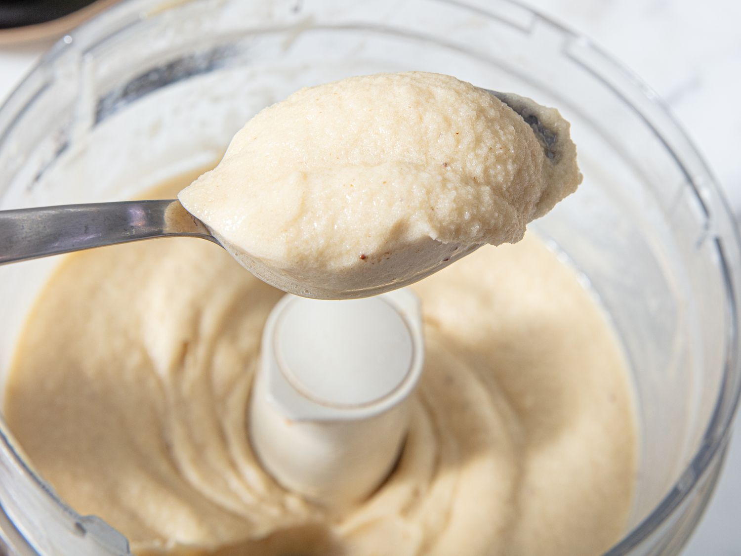 Overhead view of scoop of ice cream