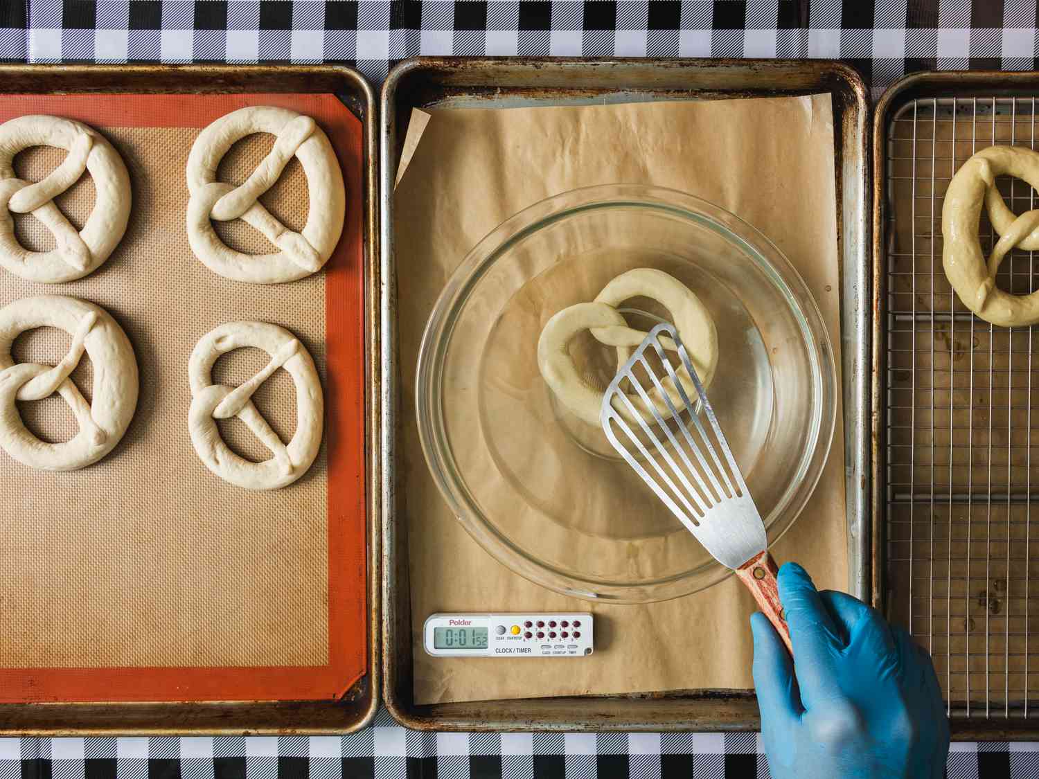 Overhead view of lye setup