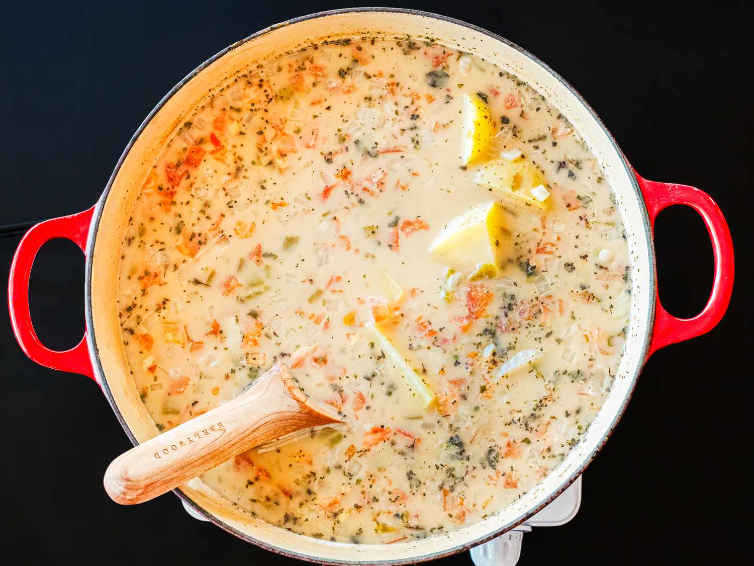 Overhead view of Caldo de queso 