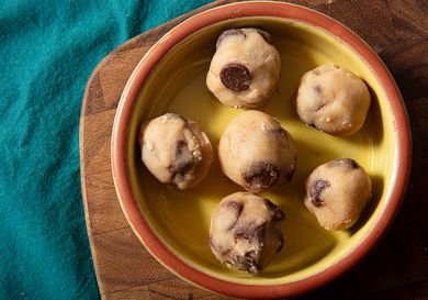 Overhead view of edible cookie dough