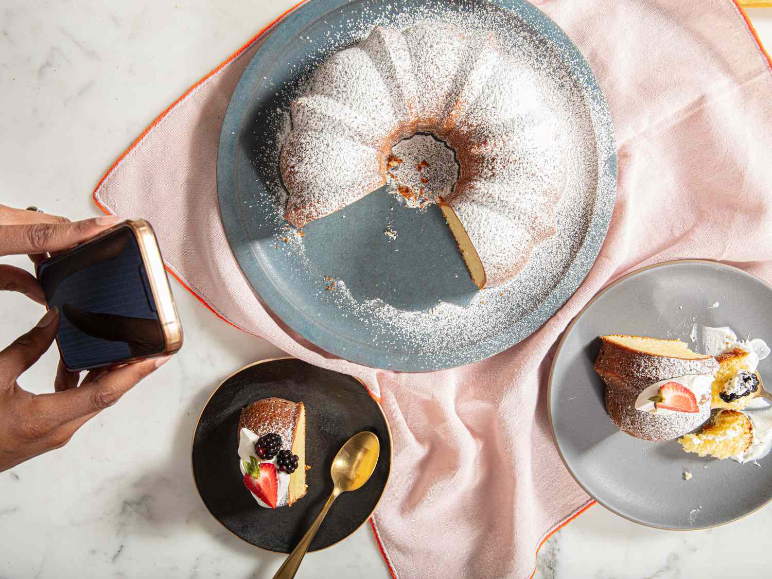 Overhead view of cake