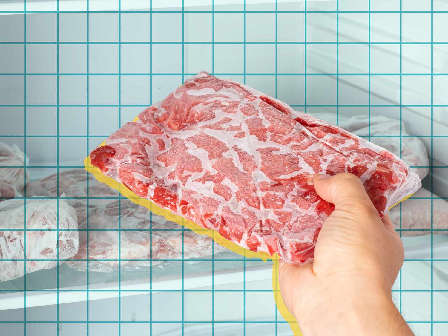 Graphic of pulling meat from the freeze
