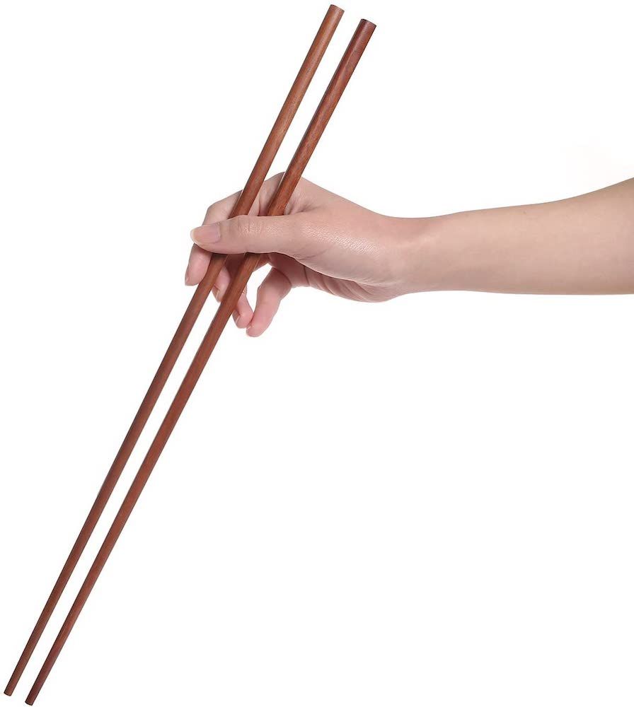 Donxote Extra-Long Wooden Chopsticks, 16.5 Inches, Set of 2 Pairs