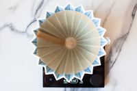 A coffee filter inside the Origami dripper