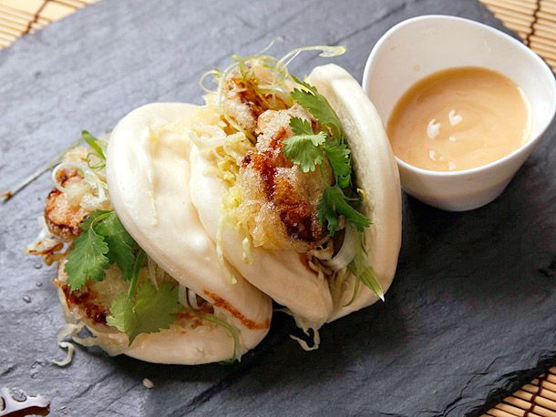 Steamed Buns with Tempura King Oyster Mushrooms