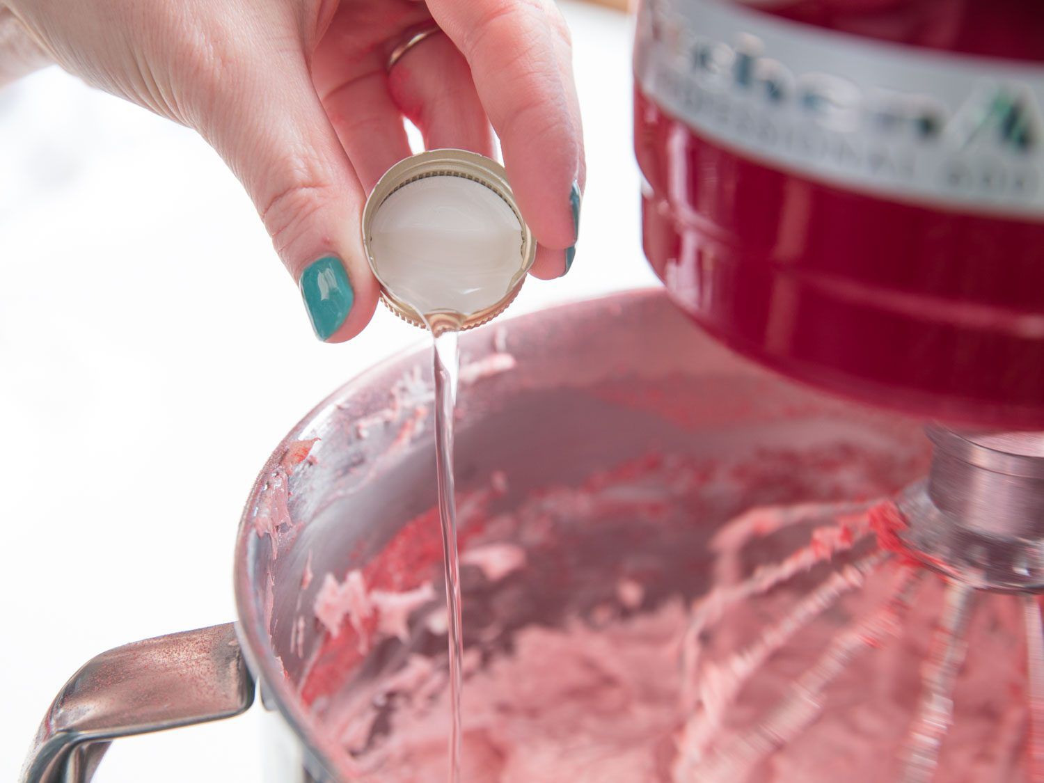adding rosewater to strawberry buttercream