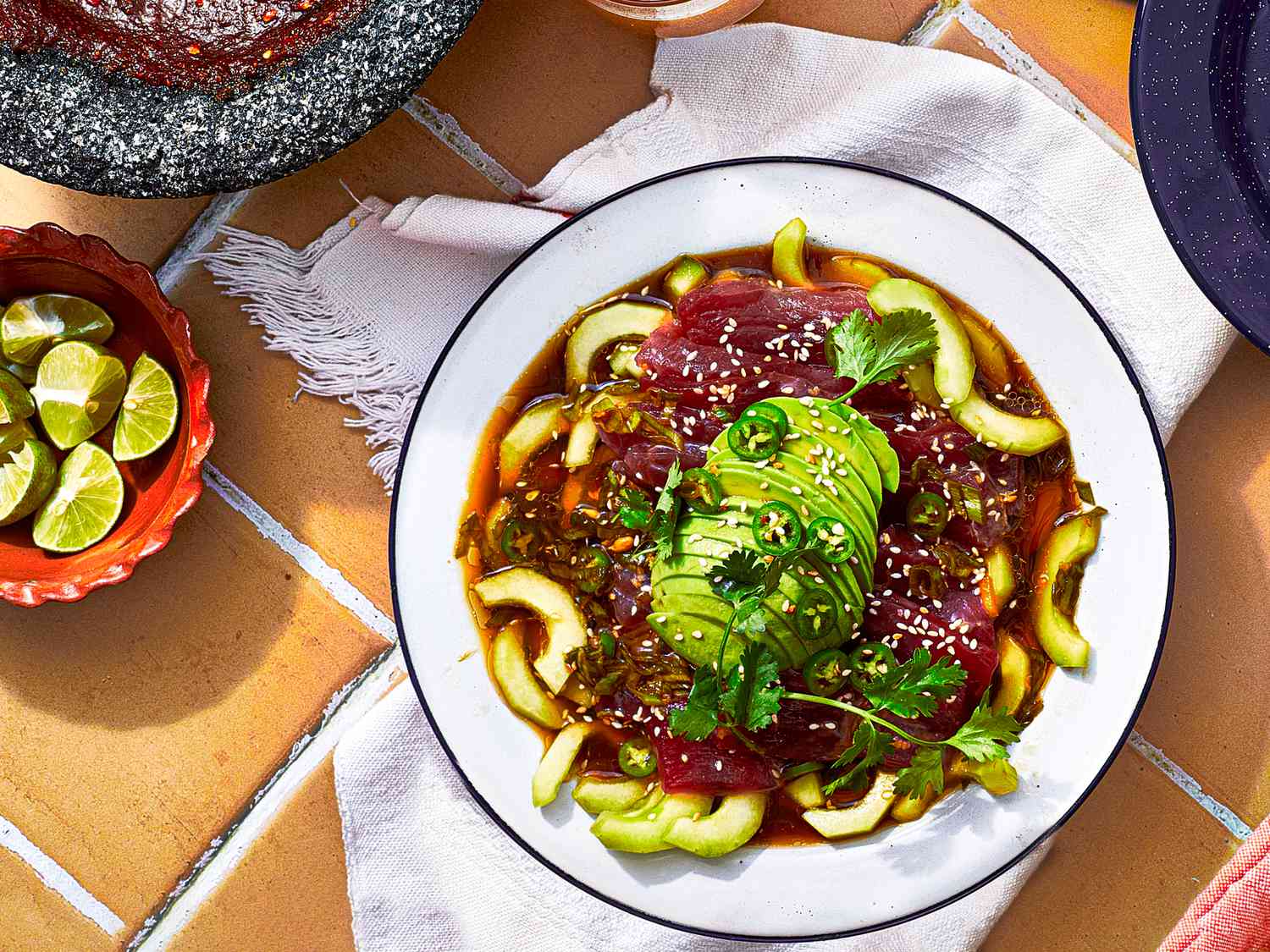 Overhead view of Sashimi de Atun