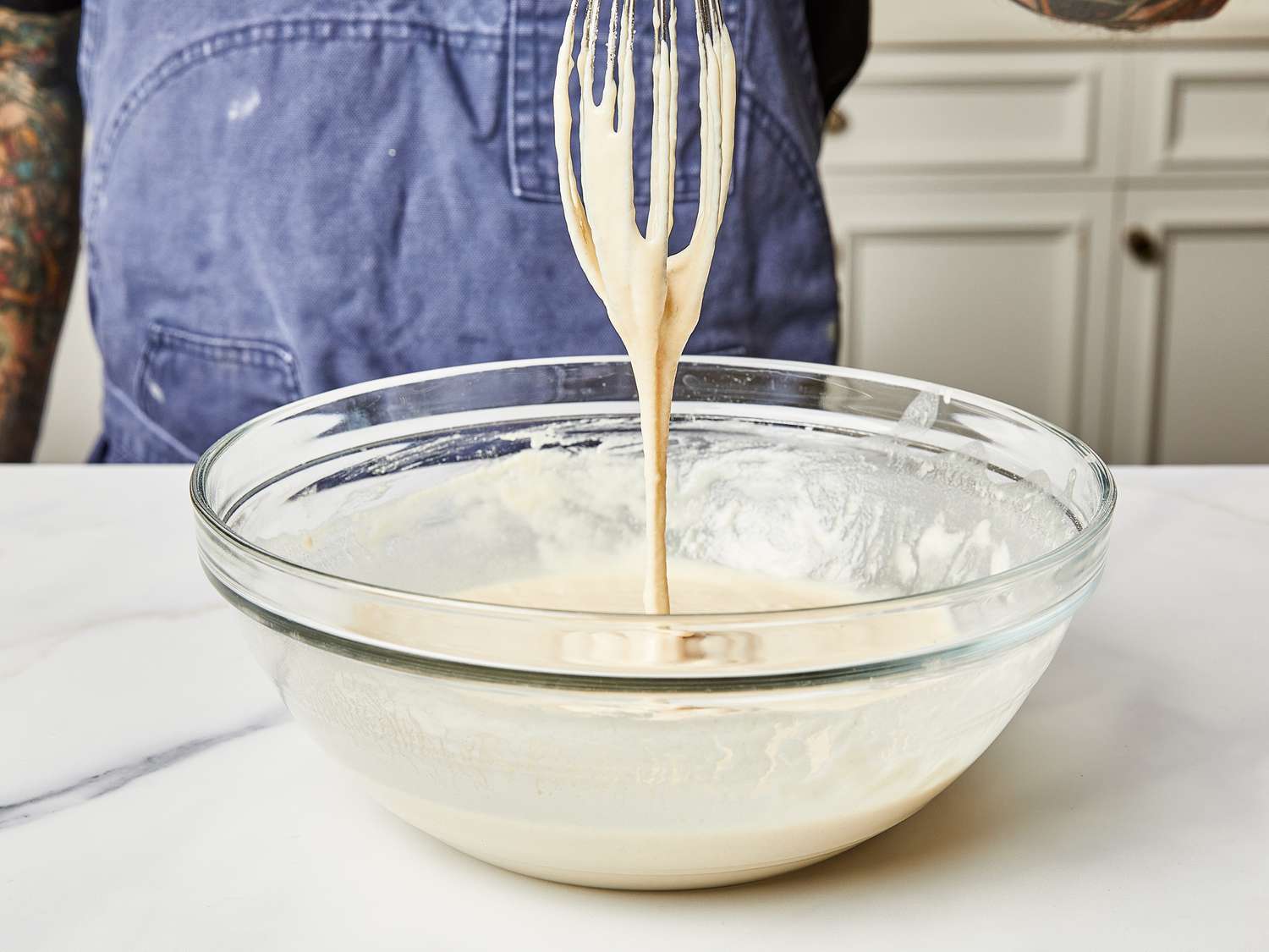 Side view of proper batter consistency