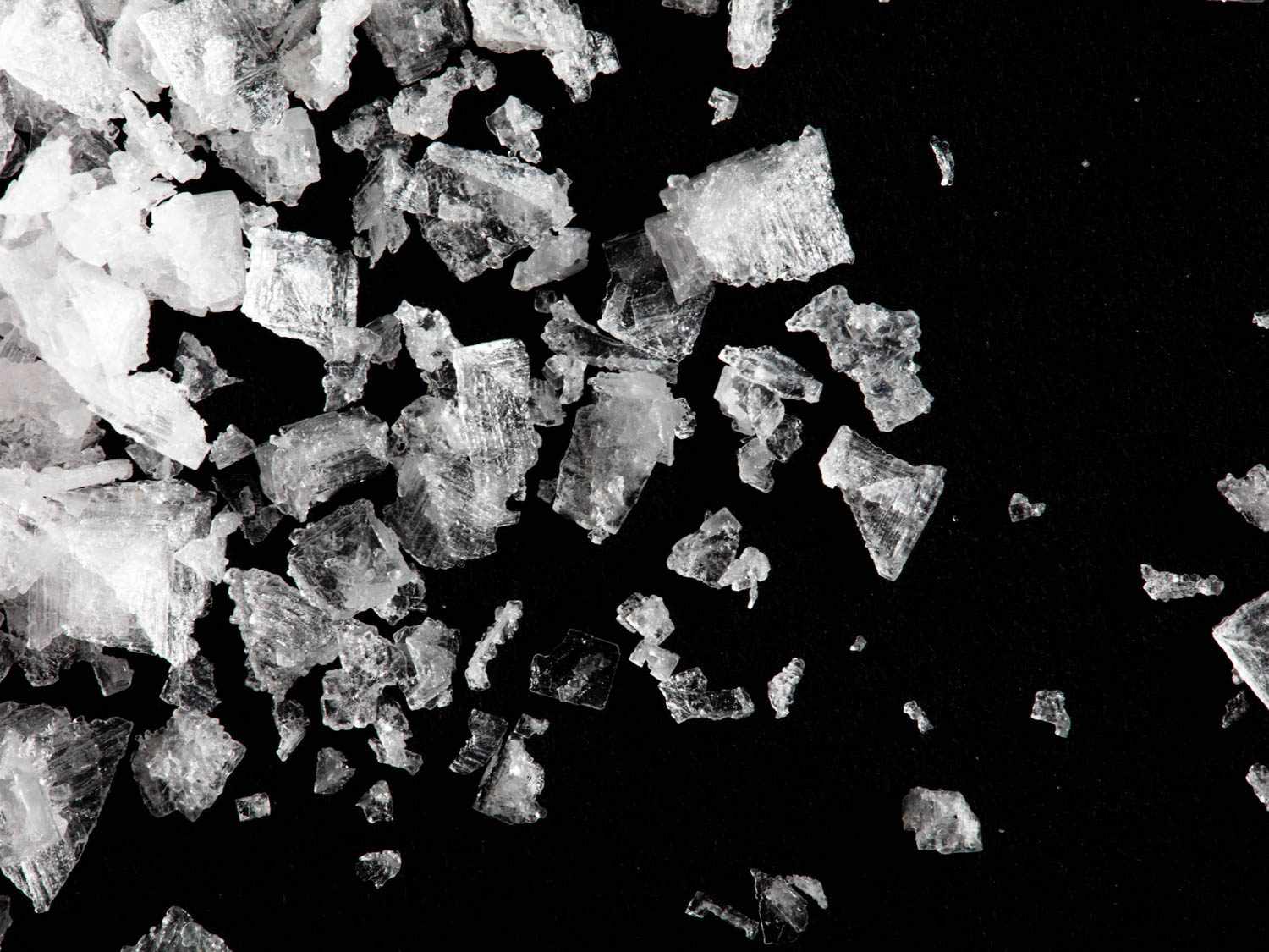 Close up of Maldon salt.