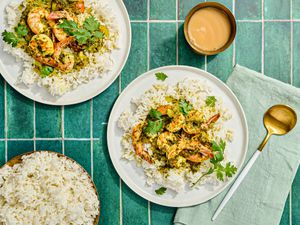 Overhead view of finished dish