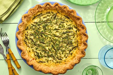 Overhead view of Asparagus Quiche