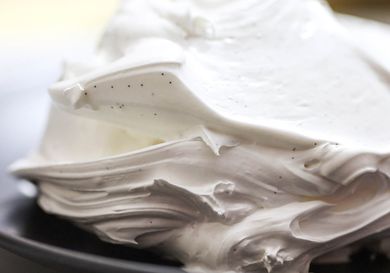 A mound of Swiss meringue on a plate