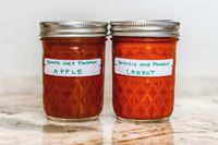 Two mason jars of juice