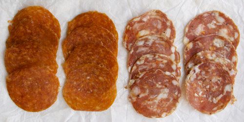 pepperoni and soppressata slices