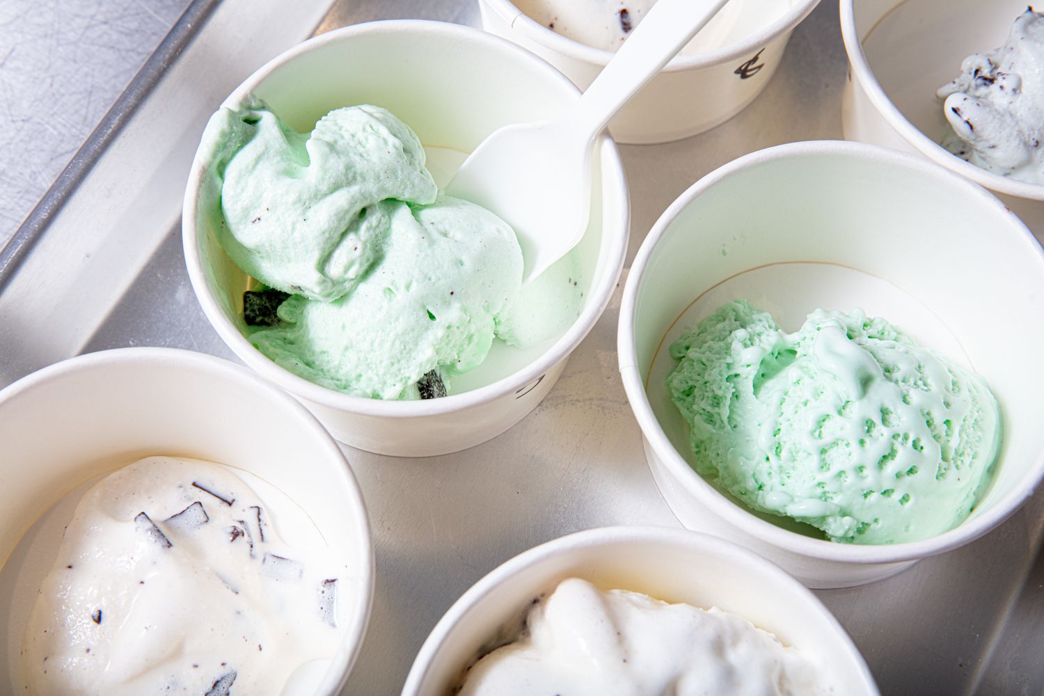Mint choc. chip scoops.