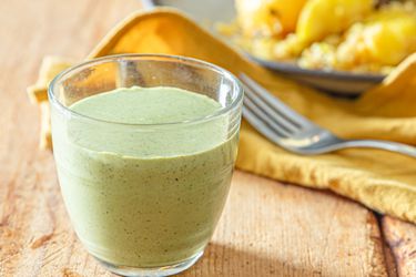 Side view of salted mint lassi