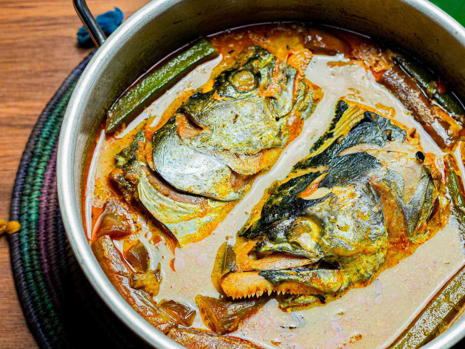 Side view of fish head curry