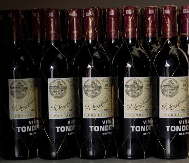a row of bottles of rioja