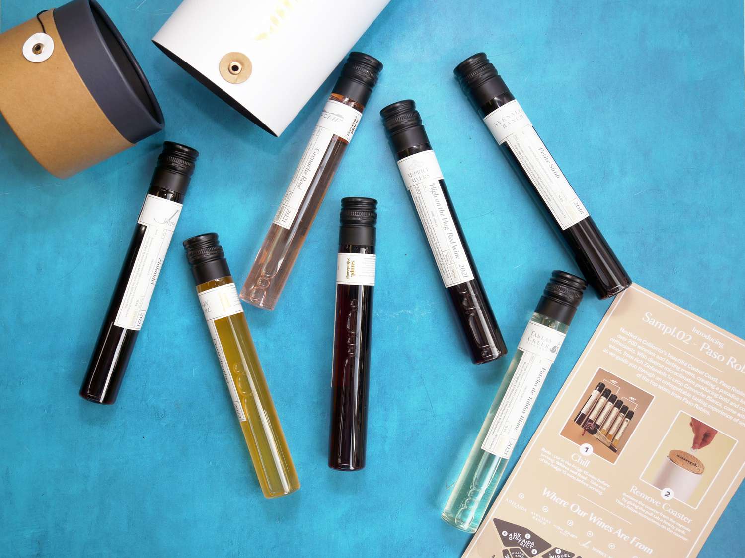 sampl vials and the round box they came in