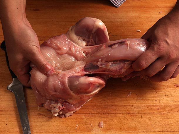 Breast completely separated from the carcass with thigh joints still intact