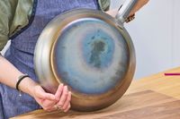 The bottom of the Vollrath 12.5 Inch French Style Carbon Steel Fry Pan