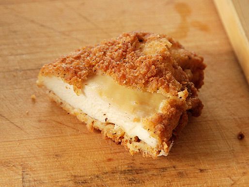 A test of fried chicken for a copycat Chick-fil-A chicken sandwich where the breading is crisp but too thick.