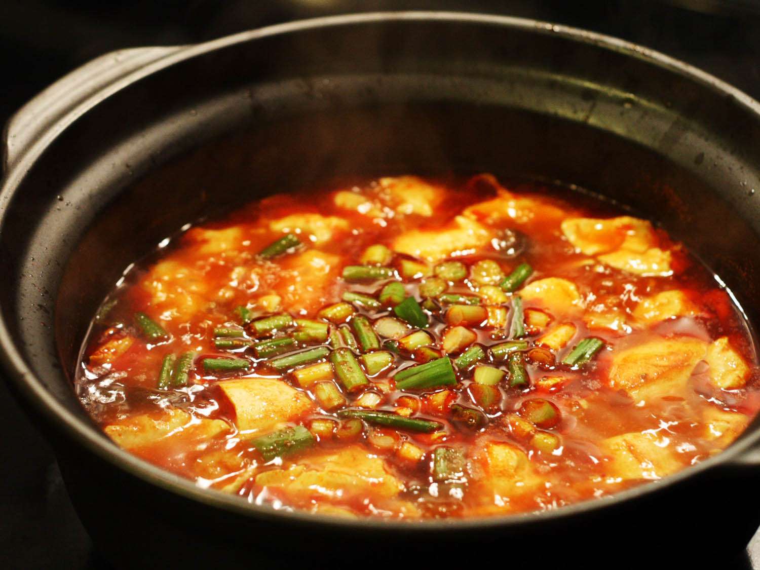 a pot of soondubu jiggae