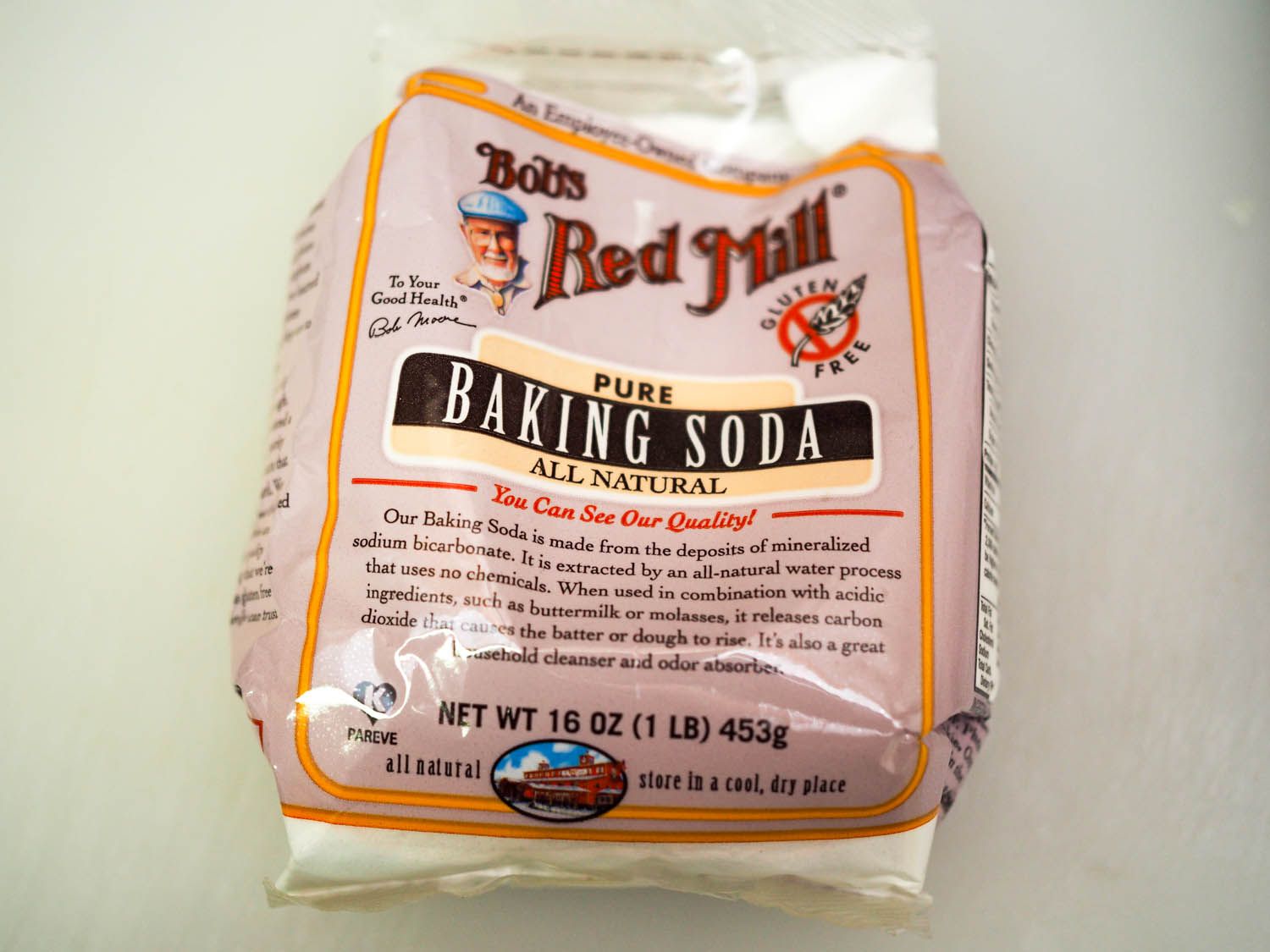 A bag of Bob's Red Mill baking soda. 