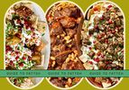 Three varieties of Fatteh dishes each plated with distinctive toppings and garnishes displayed side by side