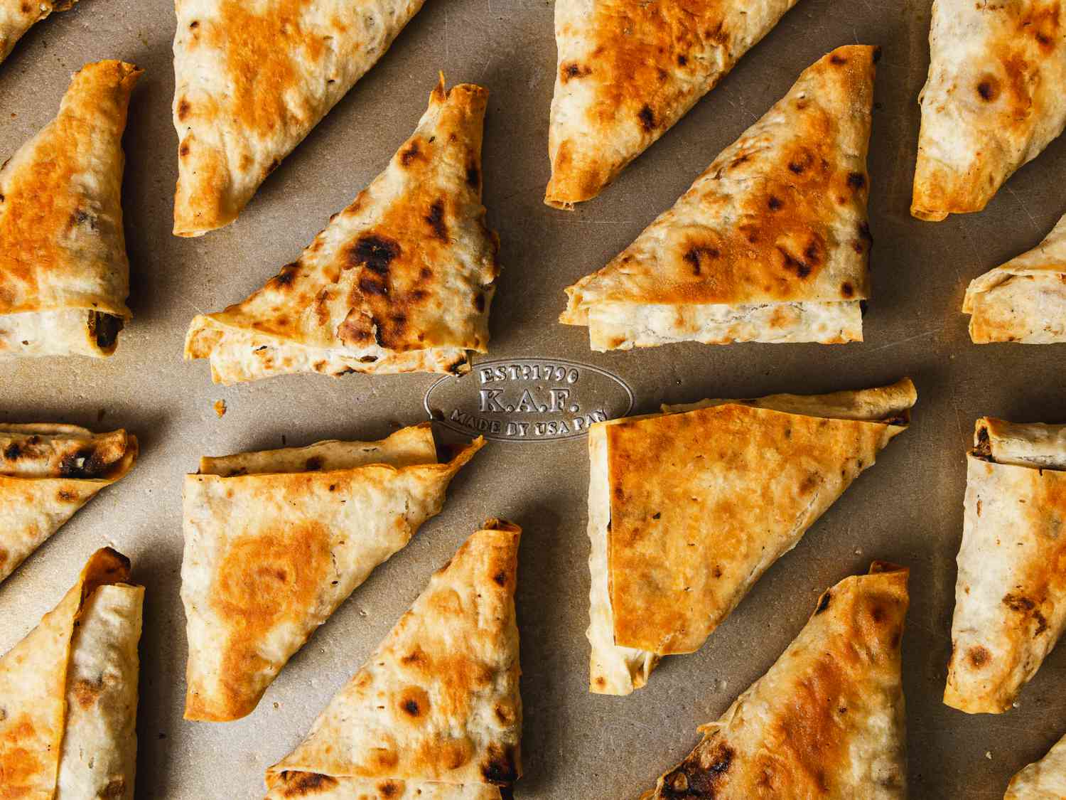 Lavash triangles ready to eat.
