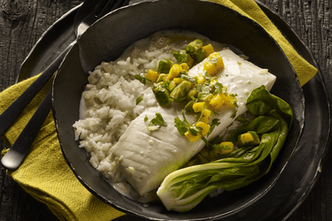 Halibut with mango salsa