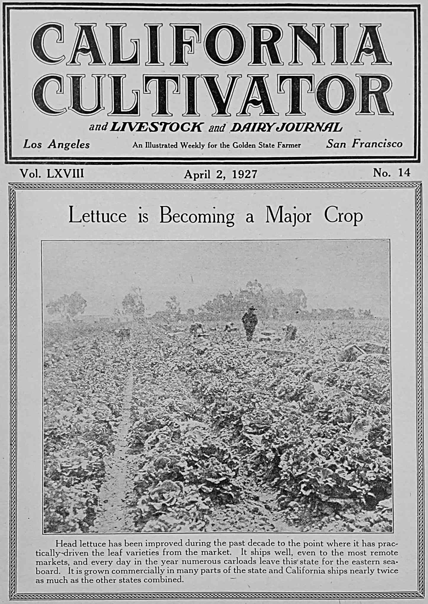 Cover of California Cultivator 1927