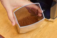 Coffee beans ground in the Baratza Virtuoso+ Conical Burr Coffee Grinder