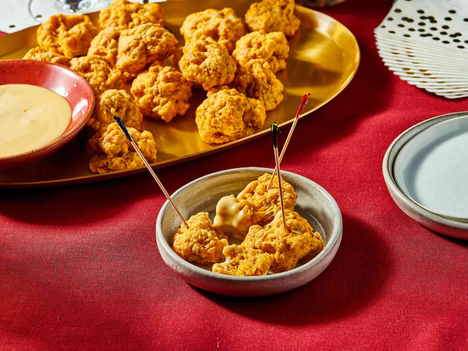 Overhead view of sausage balls