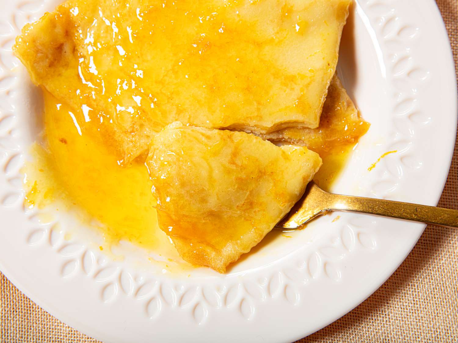 Overhead view of a piece of crepe