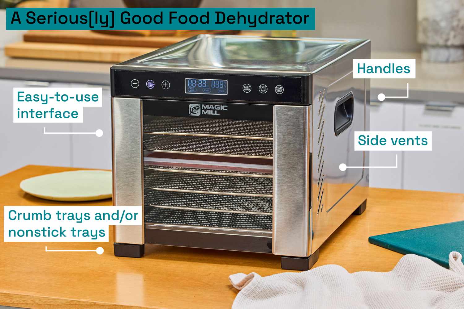 A Magic Mill food dehydrator on a counter