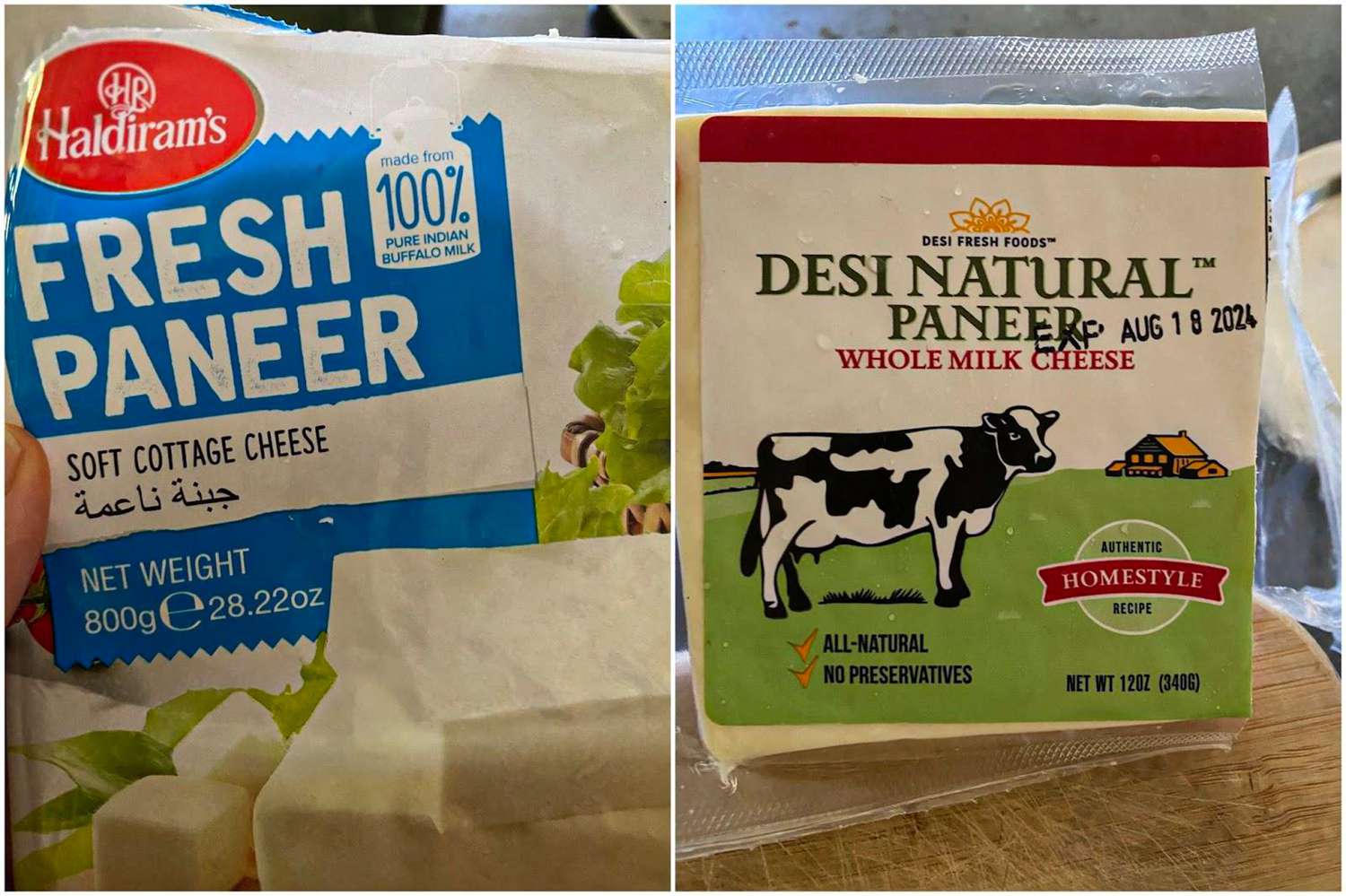 Side view of paneer options 