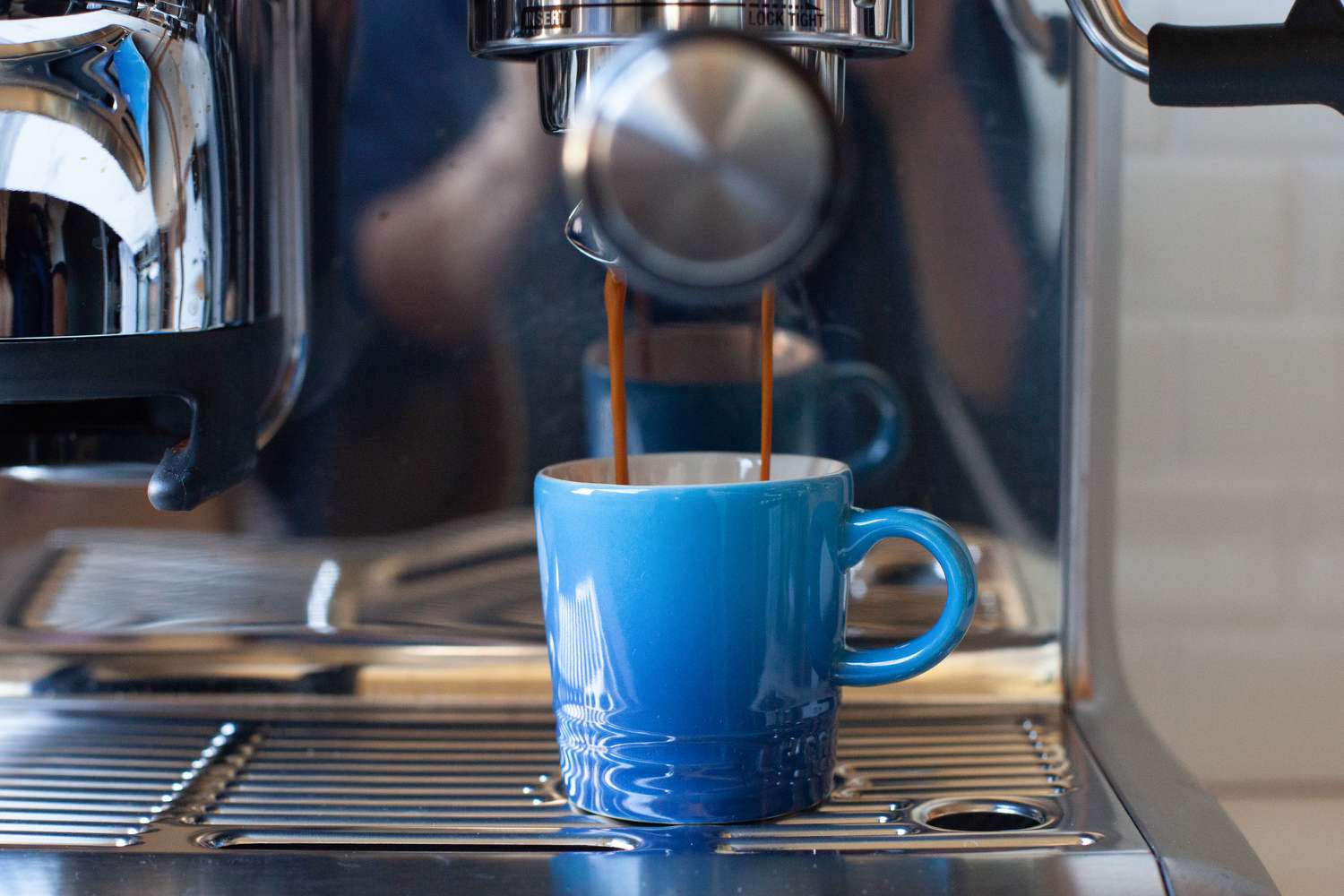 making espresso with Le Creuset Espresso Mugs 