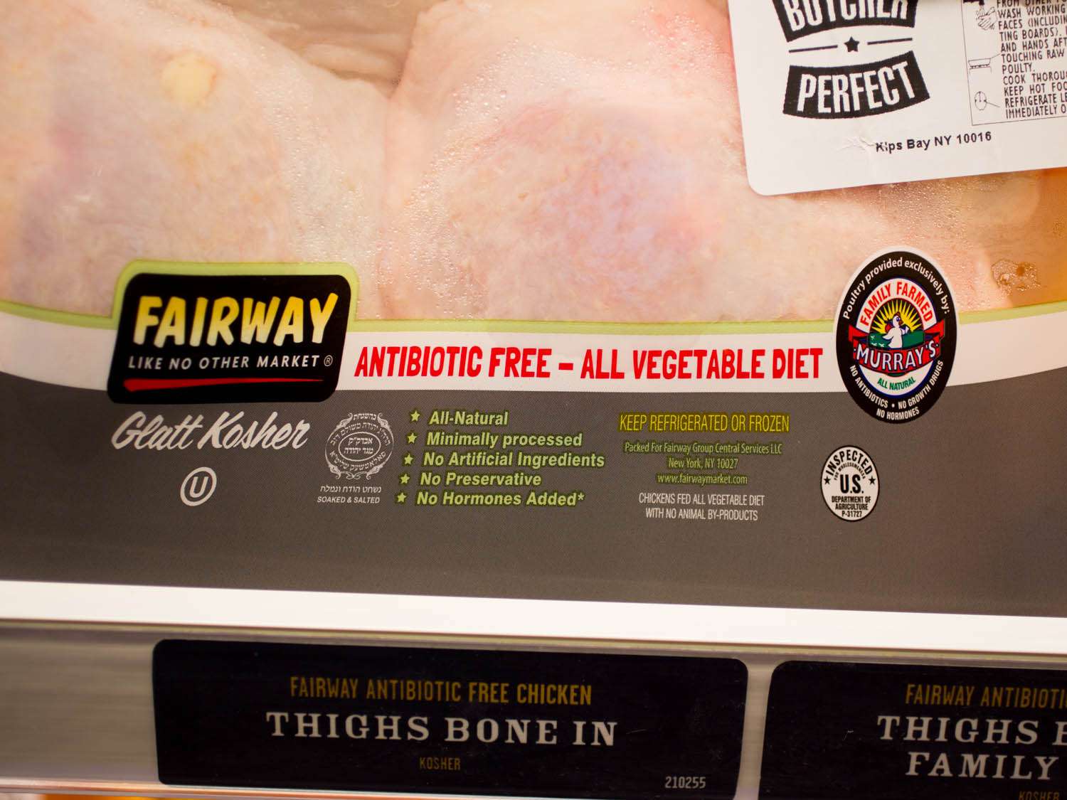A package of raw chicken that is certified kosher. 