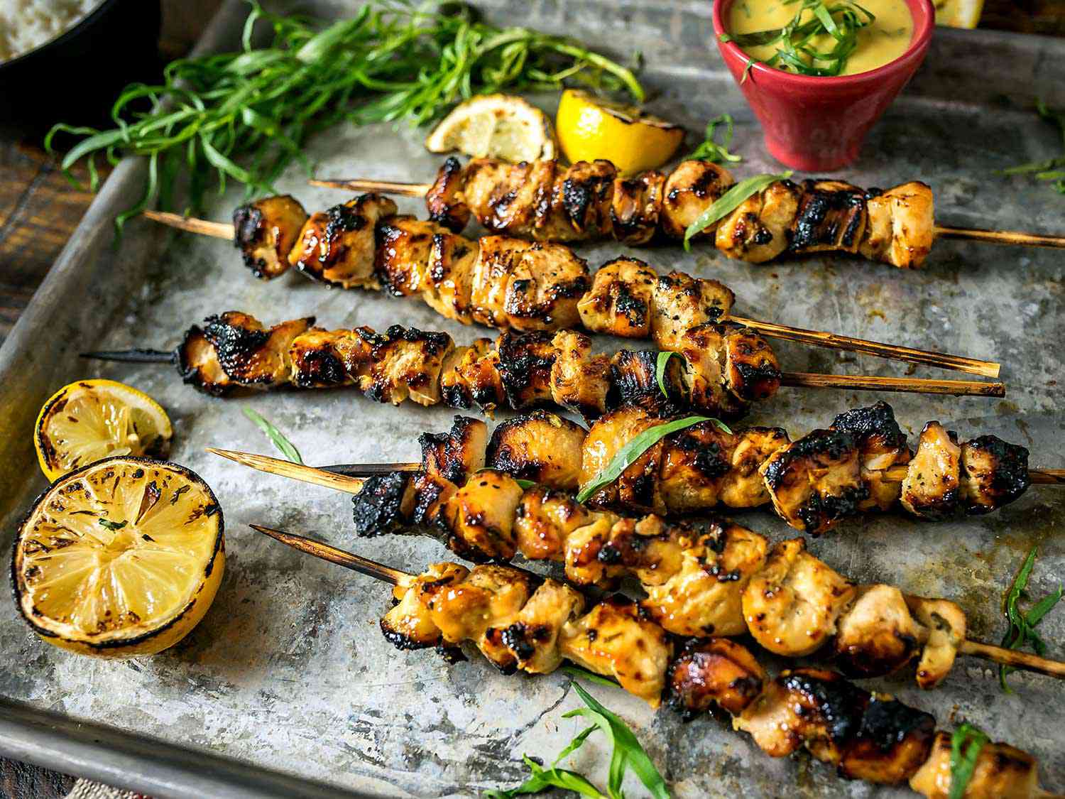 grilled mustard chicken skewers