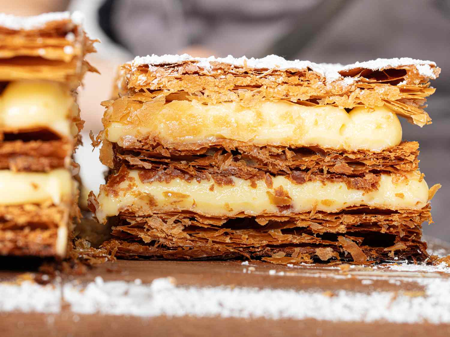 Side view of mille feuille