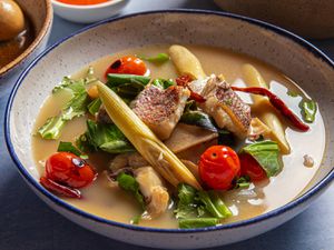 Side angle view of Tom Yum Pla