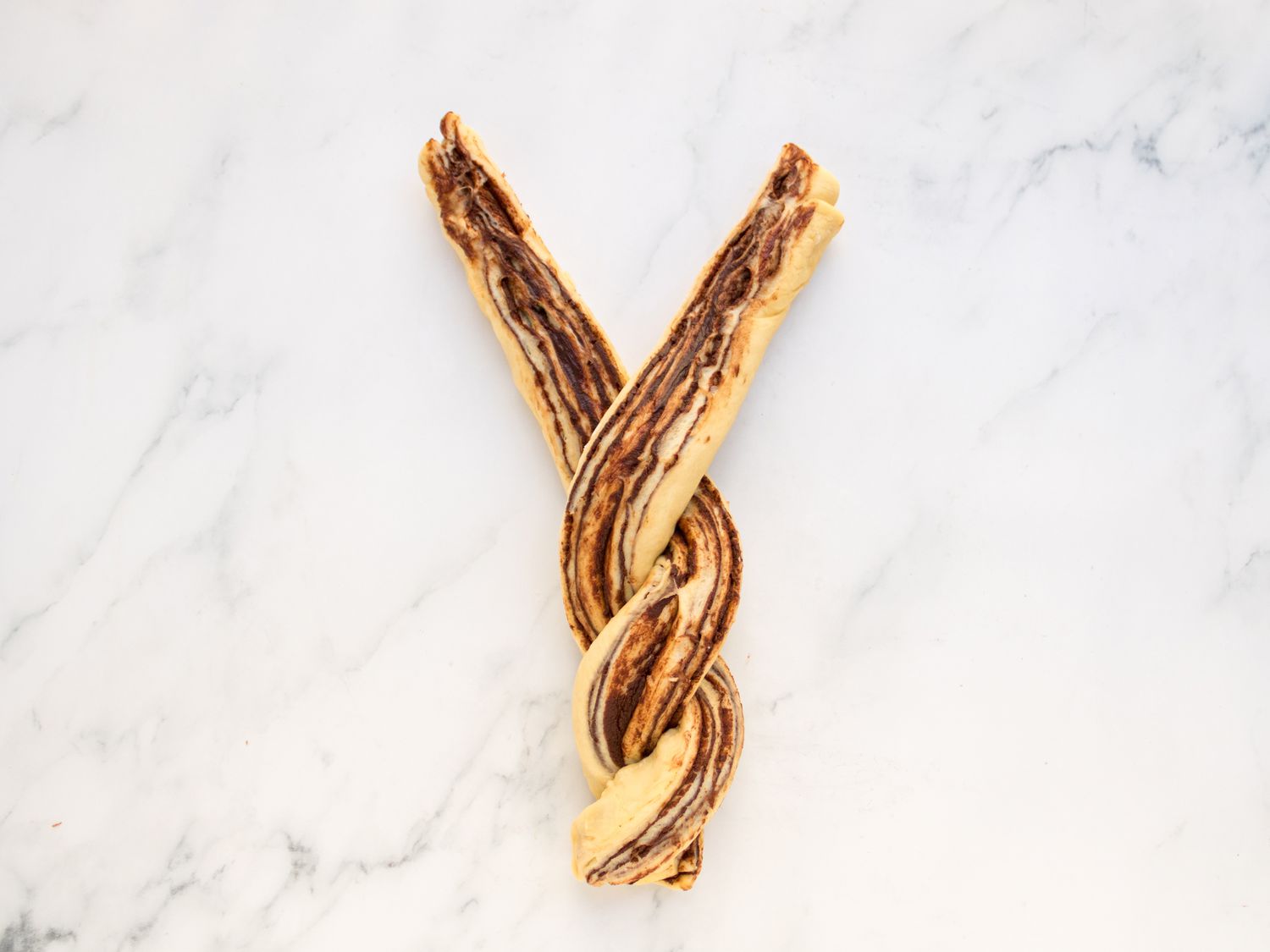 The dough slices twisted around eachother 