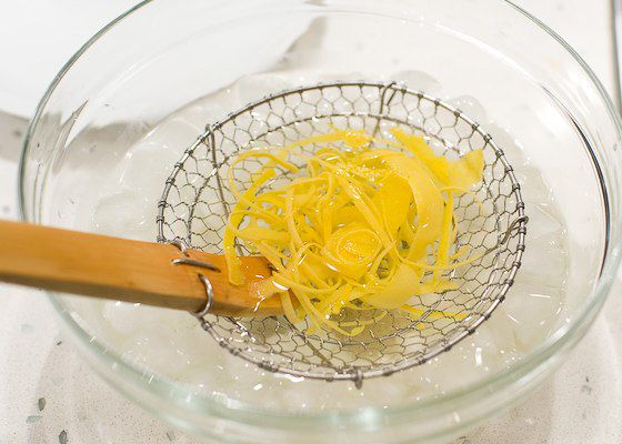 put lemon zest in ice bath