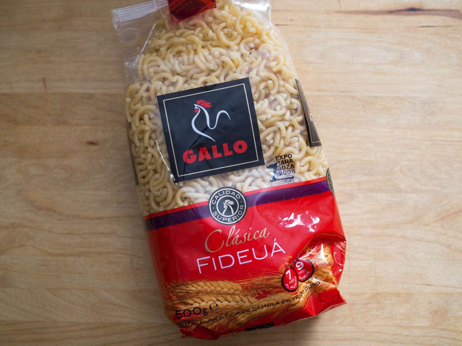 A bag of dried fideuá pasta.