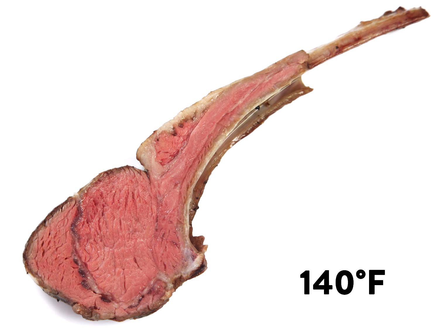 Sous vide lamb chop, cooked medium (140 degrees Fahrenheit)
