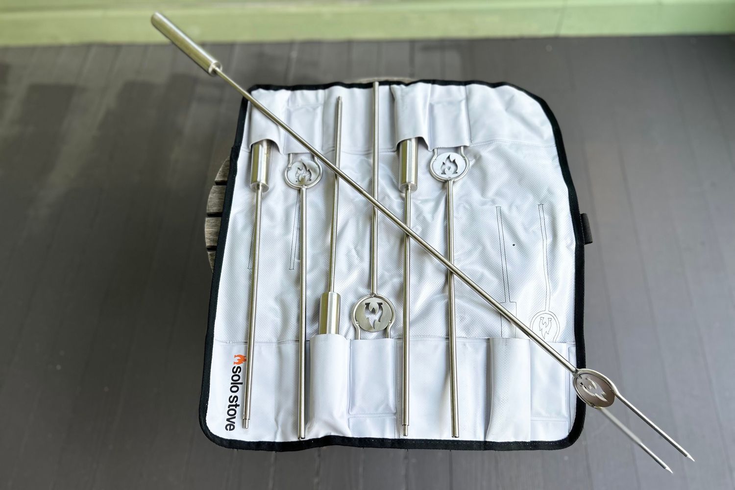  Solo Stove Roasting Sticks on display on a deck