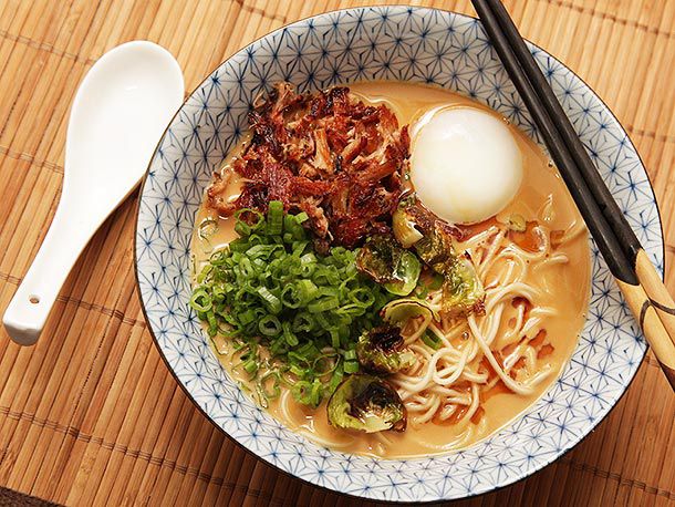 A bowl of turkey paitan ramen. 